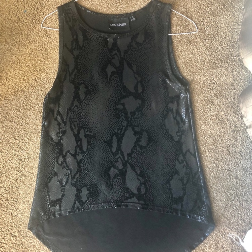 Minkpink Black Snakeskin Top